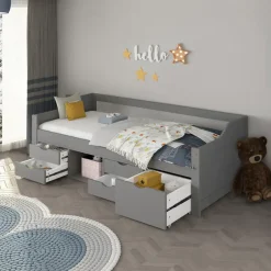 Merkloos HOME DELUXE COSMOS kinderbed met lades - 90 x 200 cm grijs Outlet