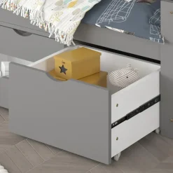 Merkloos HOME DELUXE COSMOS kinderbed met lades - 90 x 200 cm grijs Outlet