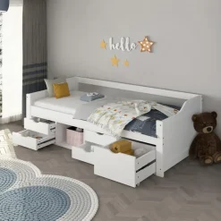Merkloos HOME DELUXE COSMOS kinderbed met lades - 90 x 200 cm wit Clearance