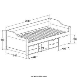 Merkloos HOME DELUXE COSMOS kinderbed met lades - 90 x 200 cm wit Clearance