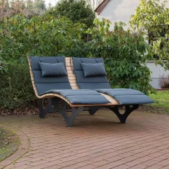 Merkloos HOME DELUXE golfhouten ligstoel TAIGA incl. kussen Aantal: 2 Discount