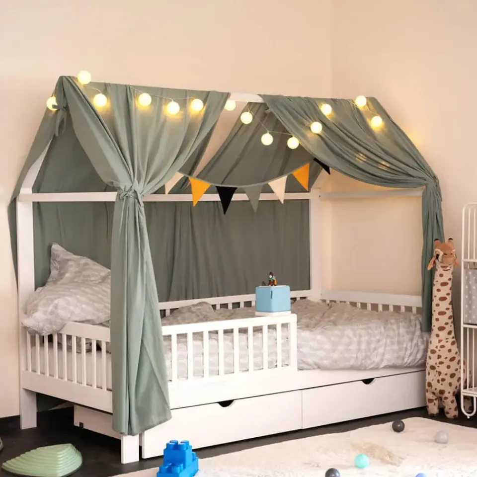 Merkloos HOME DELUXE Kinderbed STAR LAND Wit met Lades Outlet