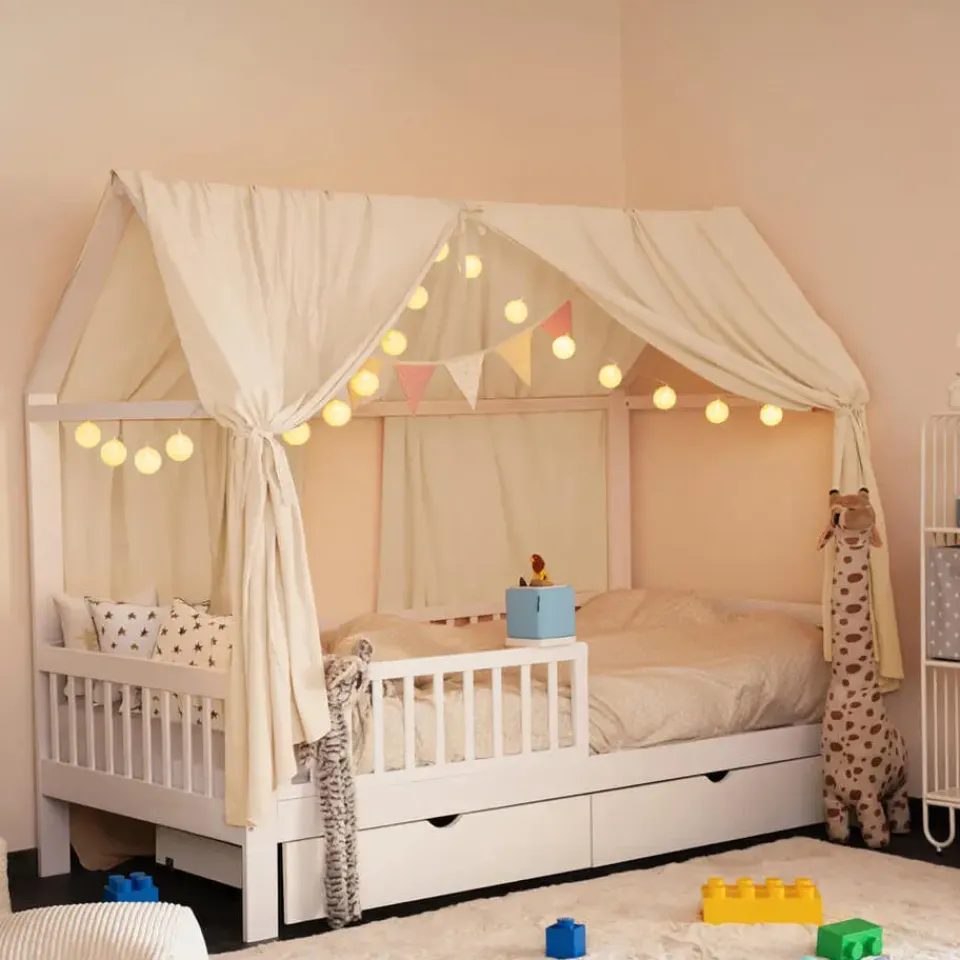 Merkloos HOME DELUXE Kinderbed STAR LAND Wit met Lades Outlet