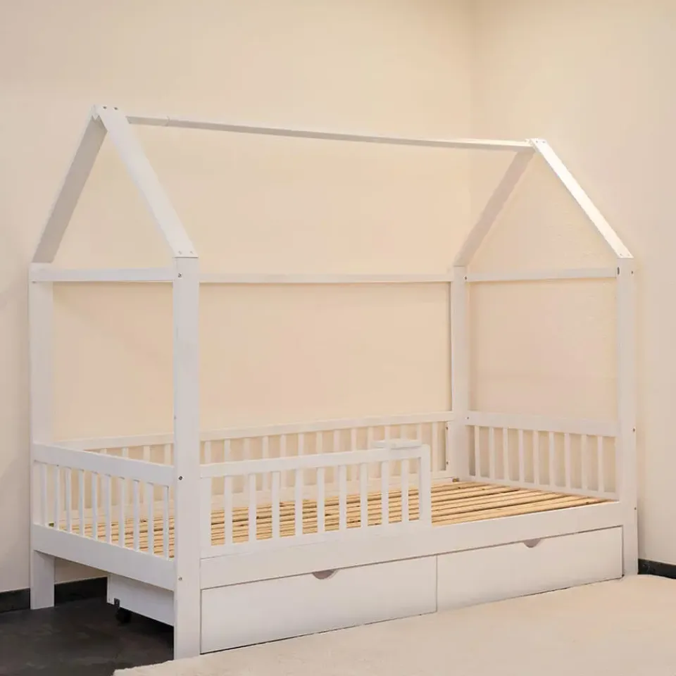 Merkloos HOME DELUXE Kinderbed STAR LAND Wit met Lades Outlet