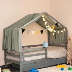 Merkloos HOME DELUXE kinderbed WOLKENLAND grijs met lades Hot