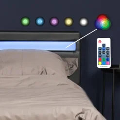 Merkloos HOME DELUXE LED bed ASTRO zwart 90 x 200 cm New