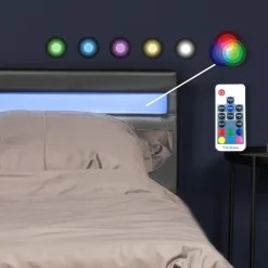 Merkloos HOME DELUXE LED bed ASTRO donkergrijs 90 x 200 cm Clearance