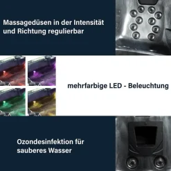 Merkloos HOME DELUXE Outdoor Whirlpool ZWART MARMER Met trap en thermische afdekking Clearance