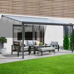 Merkloos HOME DELUXE Terrasoverkapping SOLIS Grijs 312 x 303 x 226 / 278 cm Hot