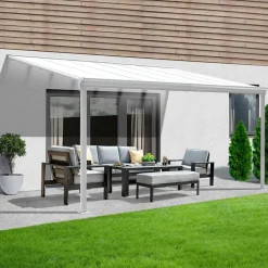 Merkloos HOME DELUXE terrasoverkapping SOLIS wit 312 / 320 x 300 / 303 x 278 / 226 cm Clearance