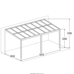 Merkloos HOME DELUXE terrasoverkapping SOLIS grijs 496 / 503 x 300 / 303 x 278 / 226 cm Sale