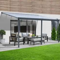 Merkloos HOME DELUXE Terrasoverkapping SOLIS Grijs 435 / 442 x 300 / 303 x 278 / 226 cm Best