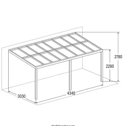 Merkloos HOME DELUXE Terrasoverkapping SOLIS Grijs 435 / 442 x 300 / 303 x 278 / 226 cm Best