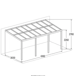 Merkloos HOME DELUXE Terrasoverkapping SOLIS Grijs 618 / 625 x 303 / 300 x 278 / 226 cm Best