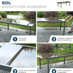 Merkloos HOME DELUXE tuintafel SOL - 240cm - Grijs Online