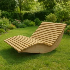 Merkloos HOME DELUXE Wave houten ligstoel WOLGA - 120 cm New