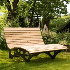 Merkloos HOME DELUXE wave houten ligstoel TAIGA - 150 cm Sale