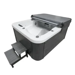 Merkloos HOME DELUXE WHITE MARBLE buitenwhirlpool met opstap en thermische afdekking