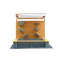 Merkloos HOME DELUXE Zandbak met overkapping SANDY - hout/grijs Clearance