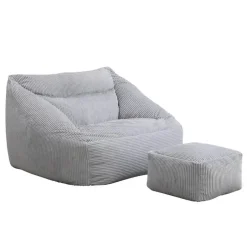 Merkloos HOME DELUXE zitzak COSY lichtgrijs incl. krukje Sale