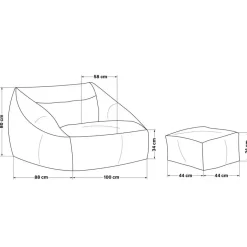 Merkloos HOME DELUXE zitzak COSY lichtgrijs incl. krukje Sale