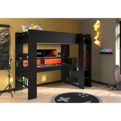 Leen Bakker Hoogslaper Justin met LED - zwart - 90x200 cm New