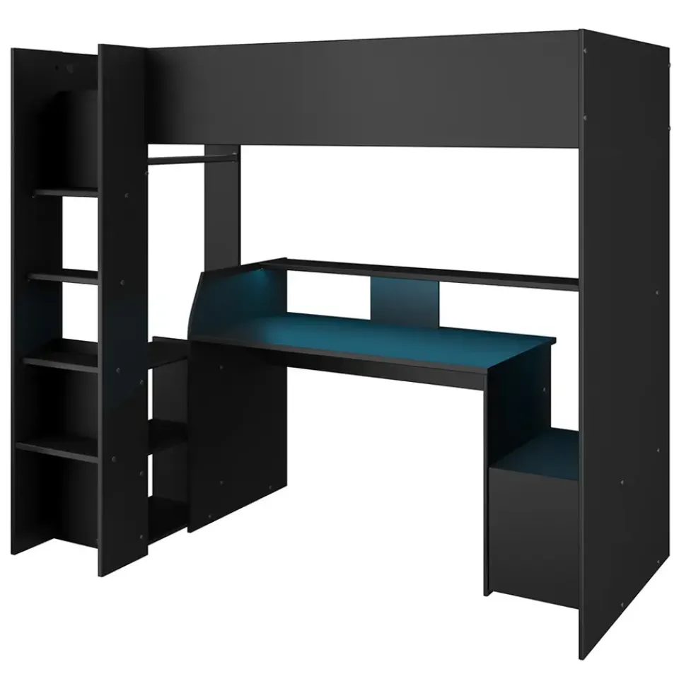 Leen Bakker Hoogslaper Levi - zwart - 90x200 cm Outlet