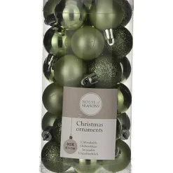 House of Seasons House of Season Kerstballen - 30st - kunststof - donkergroen - 3cm