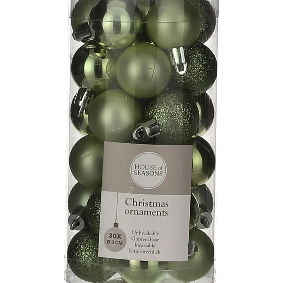 House of Seasons House of Season Kerstballen - 30st - kunststof - donkergroen - 3cm