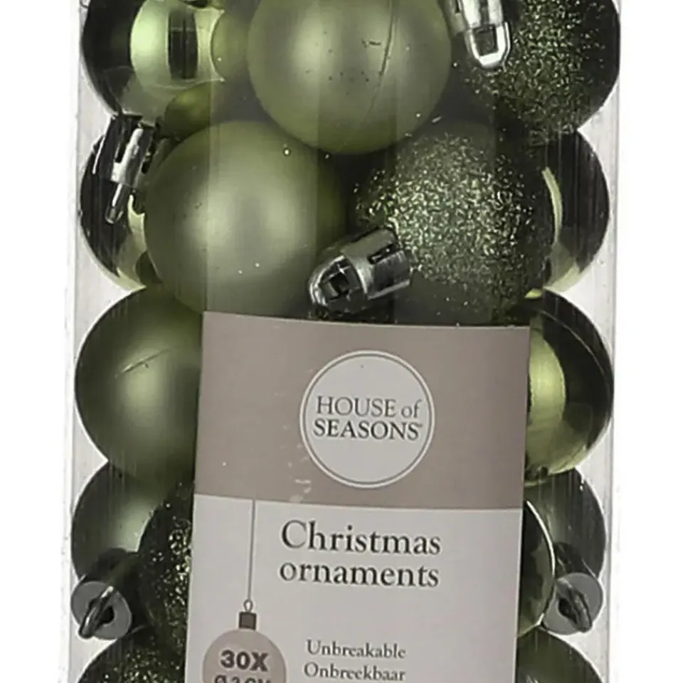 House of Seasons House of Season Kerstballen - 30st - kunststof - donkergroen - 3cm