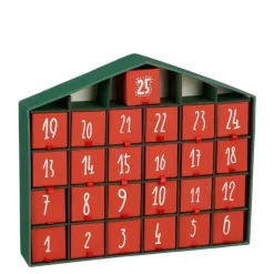 House of Seasons Adventskalender - L5 x B33 x H28 cm - Rood, Groen New