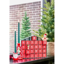 House of Seasons Adventskalender - L5 x B33 x H28 cm - Rood, Groen New