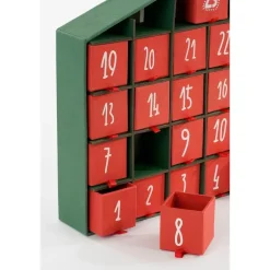 House of Seasons Adventskalender - L5 x B33 x H28 cm - Rood, Groen New