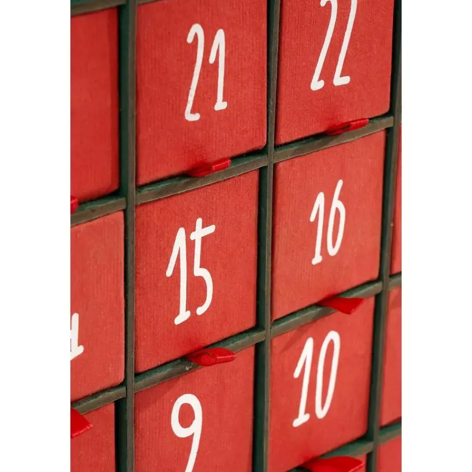 House of Seasons Adventskalender - L5 x B33 x H28 cm - Rood, Groen New