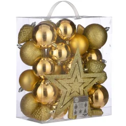 House of Seasons Kerstballen - 39 stuks - goud - ornamenten en piek Best
