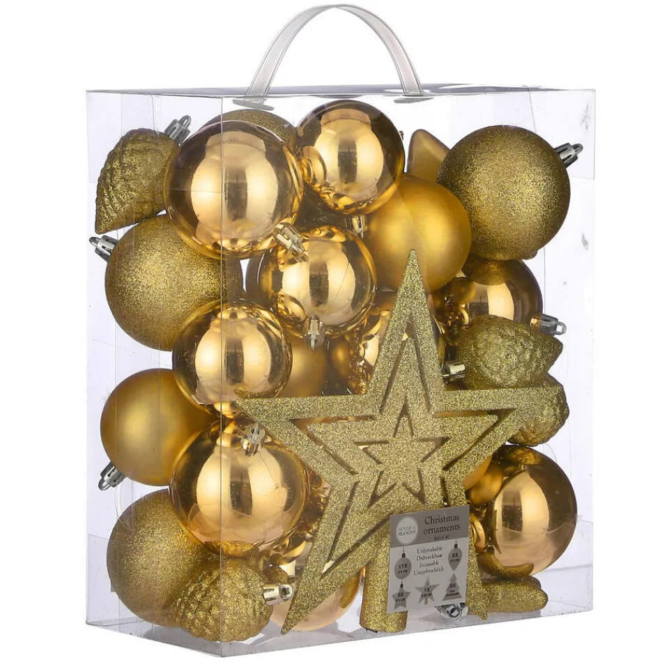 House of Seasons Kerstballen - 39 stuks - goud - ornamenten en piek Best