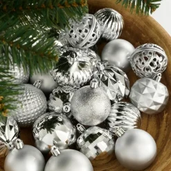House of Seasons Kerstballen Set - 60 Stuks - Zilver Hot