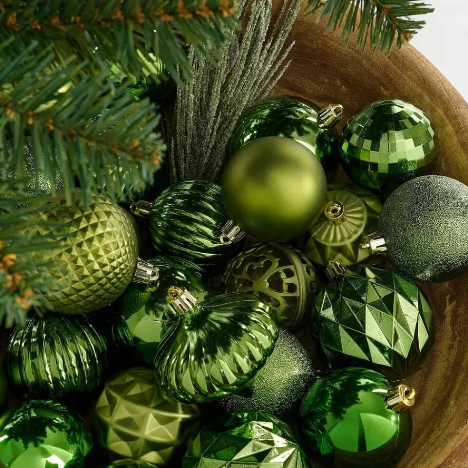 House of Seasons Kerstballen Set - 60 Stuks - Donkergroen Sale
