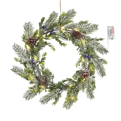 House of Seasons Kerstkrans met LED Verlichting - Ø42 cm - Groen Best