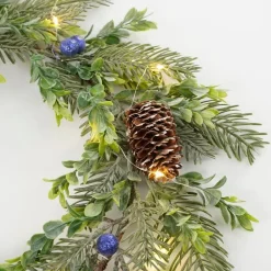 House of Seasons Kerstkrans met LED Verlichting - Ø42 cm - Groen Best