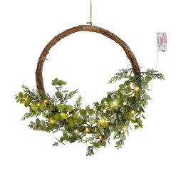 House of Seasons Kerstkrans met LED Verlichting - Ø45 cm - Groen Outlet