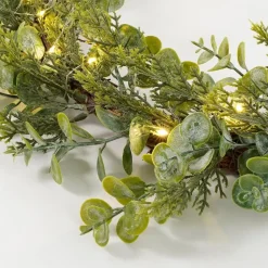 House of Seasons Kerstkrans met LED Verlichting - Ø45 cm - Groen Outlet