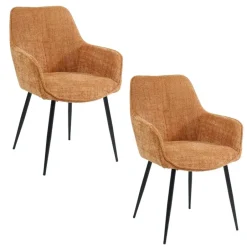 Housecraft Living Jez Eetkamerstoelen met armleuning Oranje - Set van 2 Hot