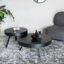 Housecraft Living Housecraft Suri Salontafel Rond Hout Teak 70 cm Zwart Online