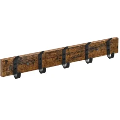 Merkloos Houten Wandkapstok met 10 Haken - Compacte Muur Kapstok - Vintage Bruin / Zwart Outlet