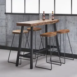 Hoyz Collection Hoyz - Bartafel Live Edge - 125cm Breed - 4 Personen - Hout - Bruin Outlet