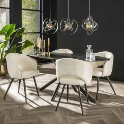 Hoyz Collection Hoyz - Eetkamertafel 180cm - Ovaal - Keramiek Zwart - 4 Personen Discount