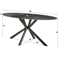 Hoyz Collection Hoyz - Eetkamertafel 180cm - Ovaal - Keramiek Zwart - 4 Personen Discount