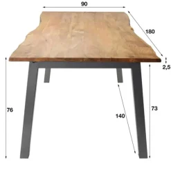 Hoyz Collection Hoyz - Eetkamertafel Edge - Bruin - Hout - 180x90x76 Discount