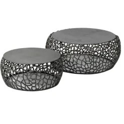 Hoyz Collection Hoyz - Salontafel Maze - Zwart/Grijs Metaal - Set van 2 - 75x75x30 Online